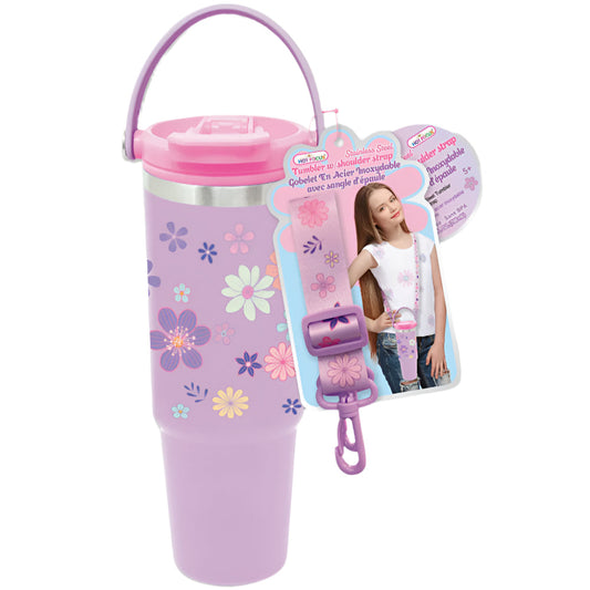 Hot Focus - Flower Dream Stainless Steel 27oz Tumbler & Shoulder Strap