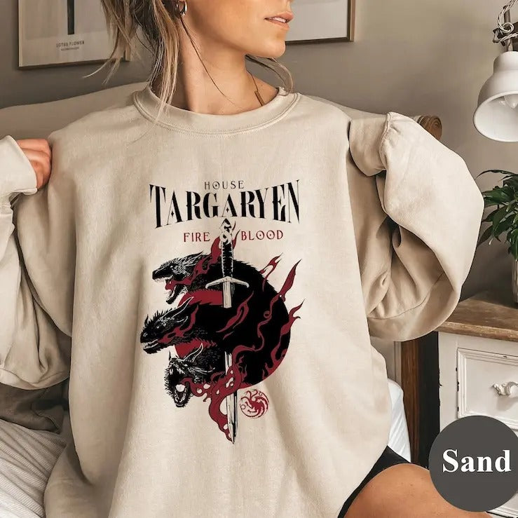 House Targaryen, Fire And Blood Sweatshirt, Game Of Thrones Sweatshirt, Popular Movie ,House Of Dragon T-Shirts, Hoodie