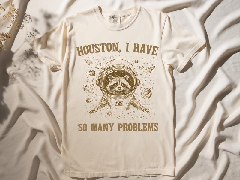 Houston I Have Many Problems Raccoon Vintage Unisex Shirt Raccoon Retro Shirt Raccoon Meme T-shirt Meme Shirt Funny Shirt...