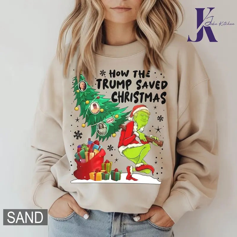 How The Trump Saved Christmas Shirt, Trump Christmas Sweaatshirt, Merry Christmas Shirt, Funny Trump Christmas Short...