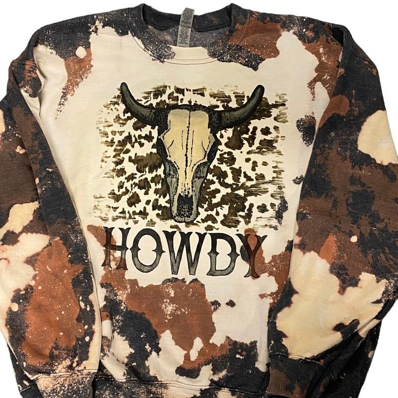 Howdy Bull Cowhide Crewneck sweatshirt T-Shirts, Hoodie | UrbanDripWear.com