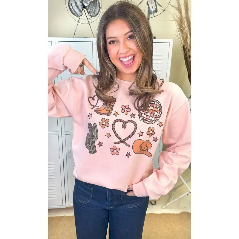 Howdy Heart Cowboy Graphic Sweatshirt T-Shirts, Hoodie | UrbanDripWear.com