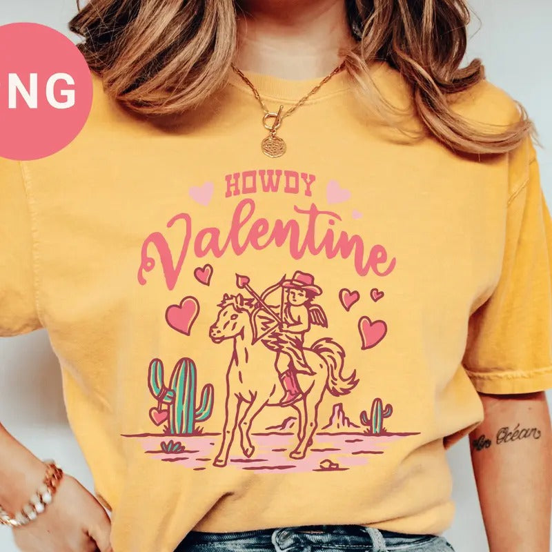 Howdy Valentine T-shirt, Retro Valentine T-shirt, Howdy T-shirt, Vintage Cowboy Valentine T-shirt, Howdy Valentine...