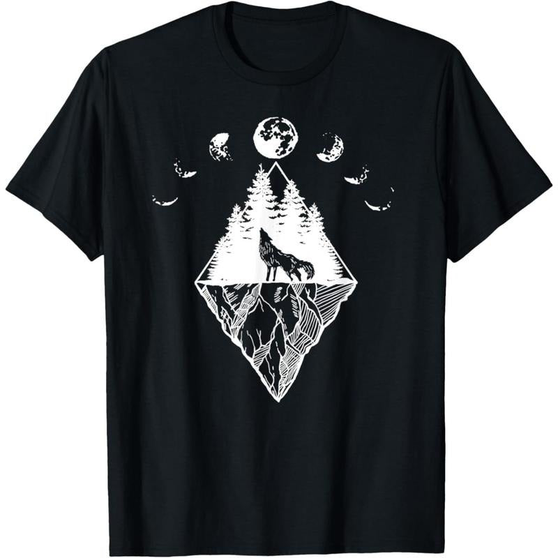 Howling Wolf Phases Of The Moon T-Shirt  made in usa Hoodie, Sweatshirt | UrbanDripWear.com