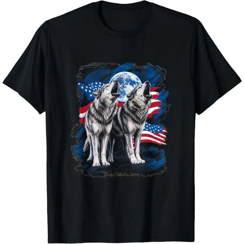 Howling Wolves American Flag Wolf Wilderness Nature T-Shirt Made in USA Hoodie, Sweatshirt | UrbanDripWear.com