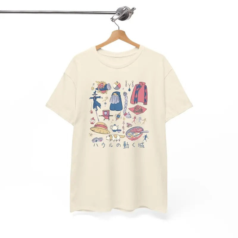 Howls Moving Castle Tshirt, Studio Ghibli Tshirt, Howl And Sophie, Calcifer, Anime Hoodie, Sweatshirt | UrbanDripWear.com