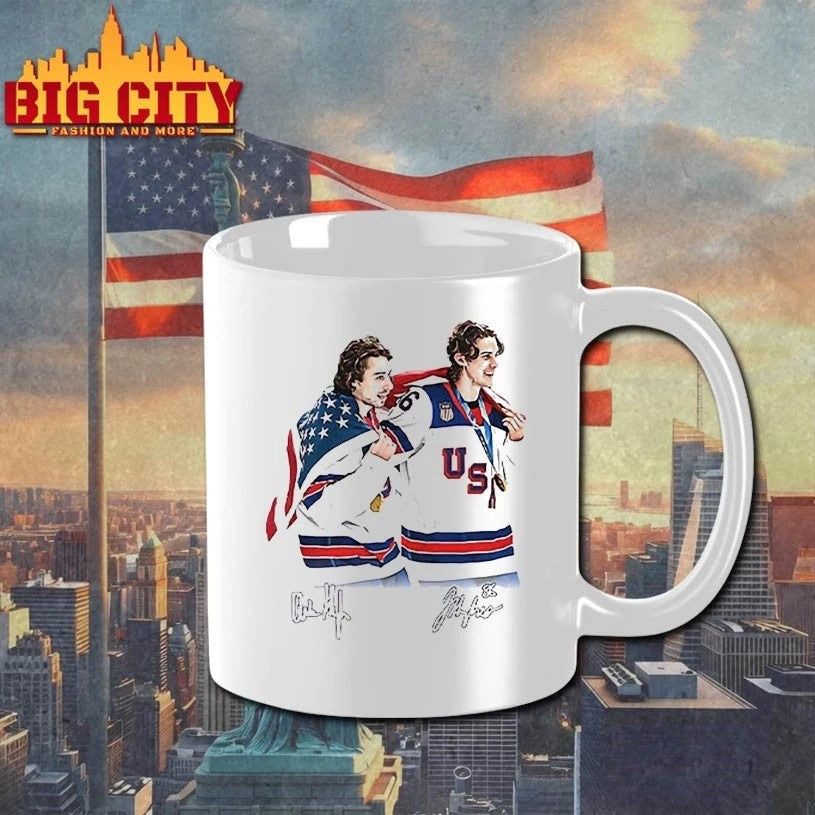 Hughes Brotherhood Team USA Hockey signatures t-shirt