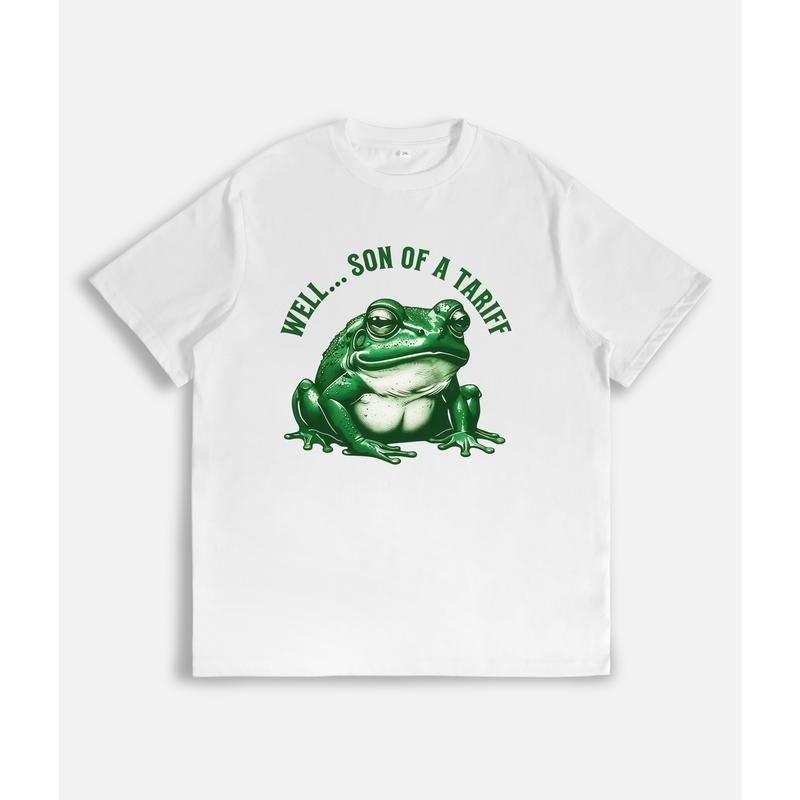 Humorous Frog Graphic T - Shirt with "Well... Son of a Tariff" Slogan style 02 Hoodie, Sweatshirt | UrbanDripWear.com