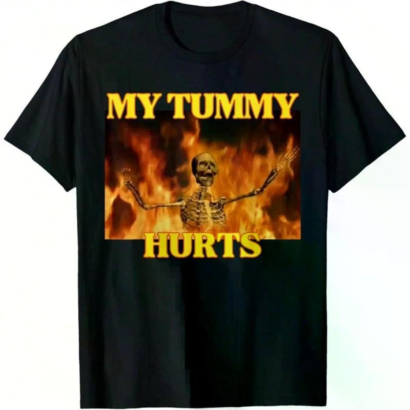 Humorous Skeleton Meme T-Shirt Featuring My Tummy Hurts Design Hoodie, Sweatshirt | UrbanDripWear.com