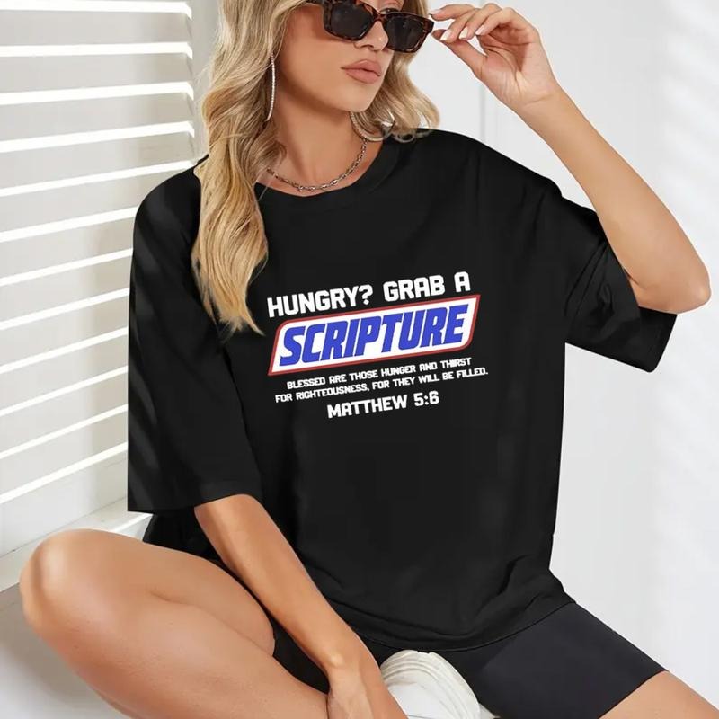 Hungry Grab A Scripture Christian T-Shirt Pure Cotton Fabric Casual Streetstyle Crew Neck Short Sleeve T-Shirt Trendy...
