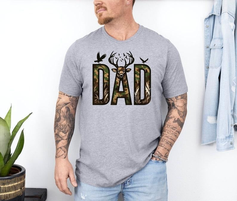 Hunter Dad Cotton T-Shirt, Graphic Deer Hunting Shirt, Best Buckin Dad Ever Shirt, Clothing For Father's Day, Fathers Day...