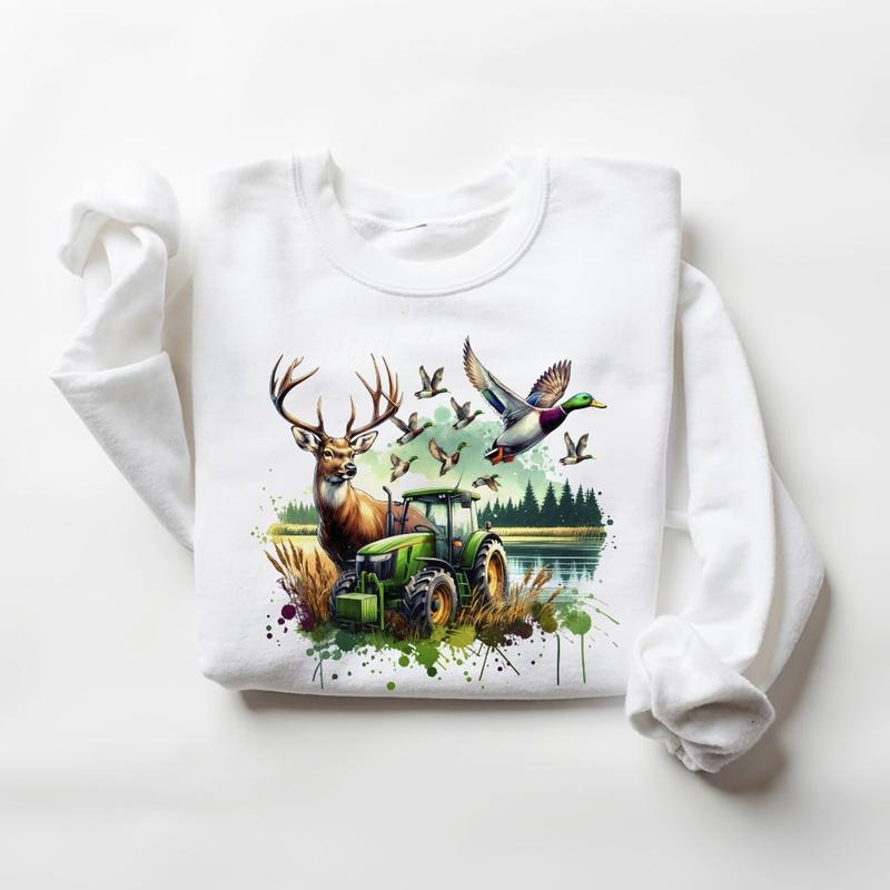 Hunting Farming Fishing Deer T-Shirt Sweatshirt Unisex Hoodie Hunting Season 2025 tee Cotton Womenswear | UrbanDripWear.com