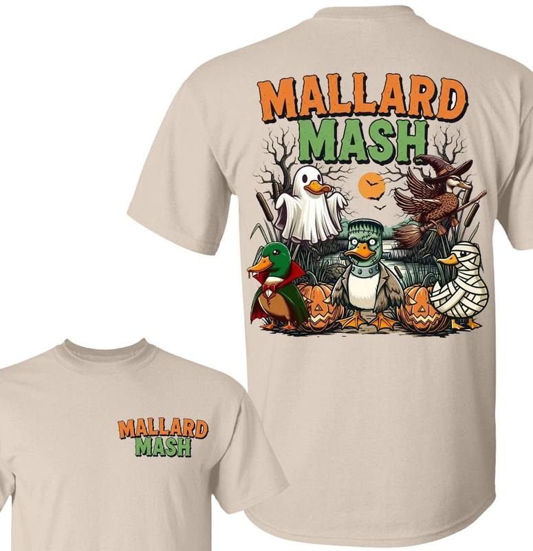 Hunting Mallard Mash Halloween Two-sided Unisex T-shirt, Funny Duck Hunt Tee, Mummy Mallard Spooky Season Shirt,...