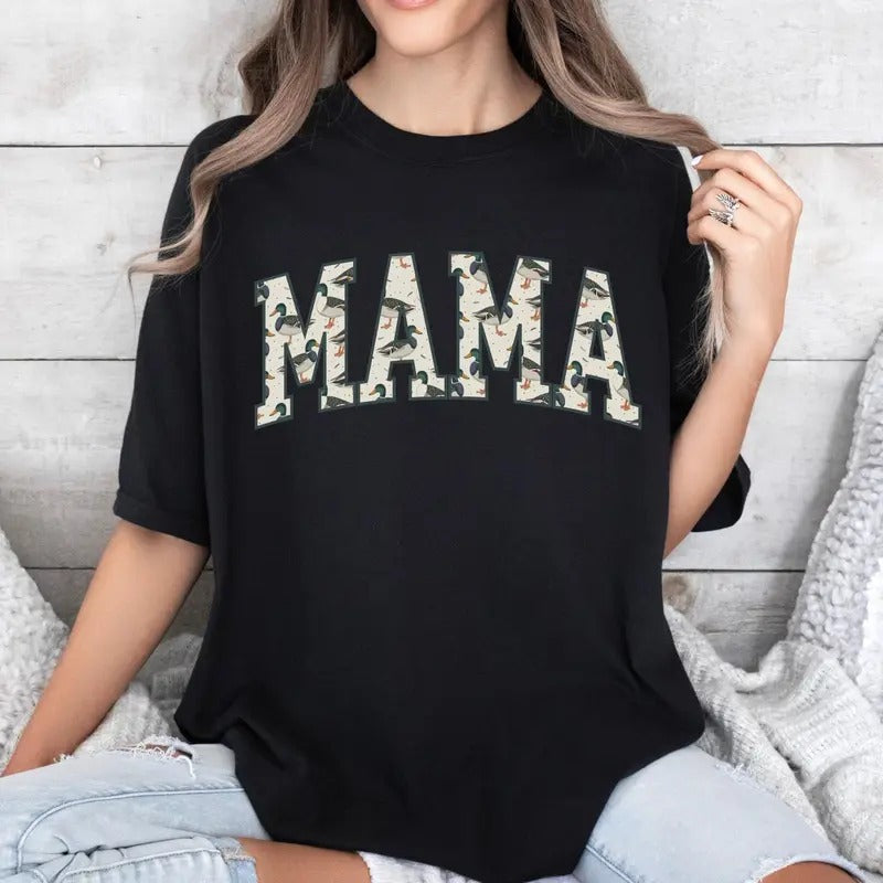 Hunting Mama Shirt, Duck Hunting Shirt, Mallard Duck Shirt, Mama of Hunters Camo Mama Tee, Hunting Season Mom Life Tee...