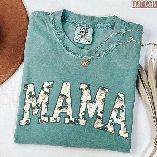 Hunting Mama Shirt, Duck Hunting Shirt, Mallard duck Sweatshirt, Mama of Hunters Camo Mama Tee, Hunting Season Mom Life Shirt