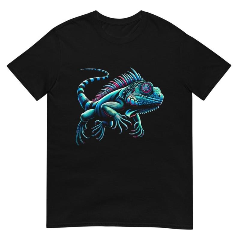 Hypnotic Iguana T-Shirt: Vibrant Neon Psychedelic Leaping Lizard made in usa Hoodie, Sweatshirt | UrbanDripWear.com
