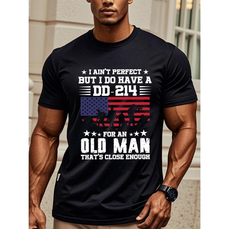 I AIN'T PERFECT BUT I DO HAVE A DD-214 Men's Graphic T Shirts, Black Cotton Crew Neck, Casual And Stylish, Soft 100%...