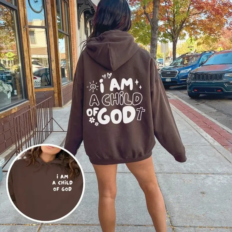 I Am A Child Of God, Bible Verse Hoodie, Aesthetic Christian Sweatshirts Cotton Womenswear T-Shirts | UrbanDripWear.com