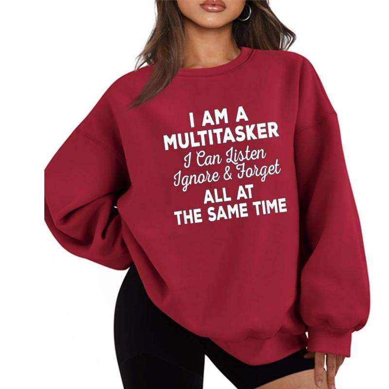 I Am A Multitasker I Can Listen Ignore & Forget Letters Sweater Casual Street Style Fleece Crewneck Pullover Sweatshirt...