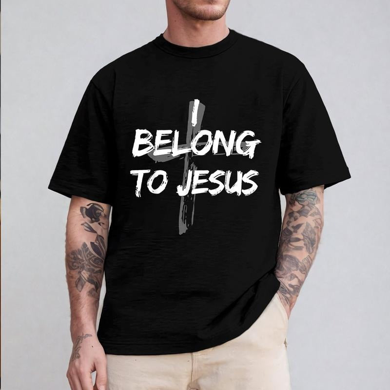 I Belong to Jesus Shirt Pure Cotton Fabric Casual Streetstyle Crew Neck Short Sleeve T-Shirt Trendy Tops for Unisex...