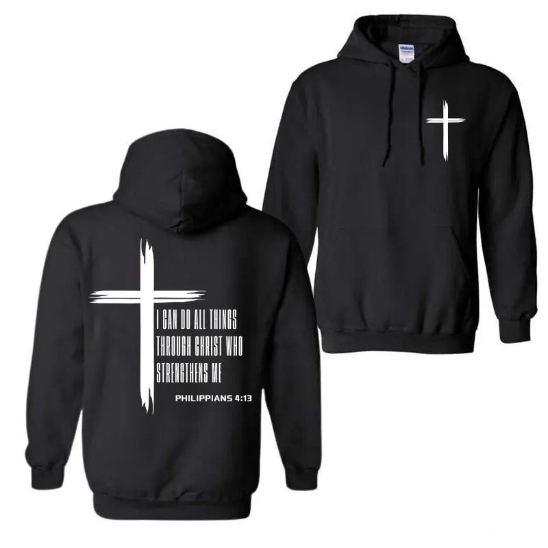 I Can Do All Things Through Christ Who Strengthen Me Hoodie, Men's Christ Cross Shirt,   Men Clothing for Fall & Winter,...