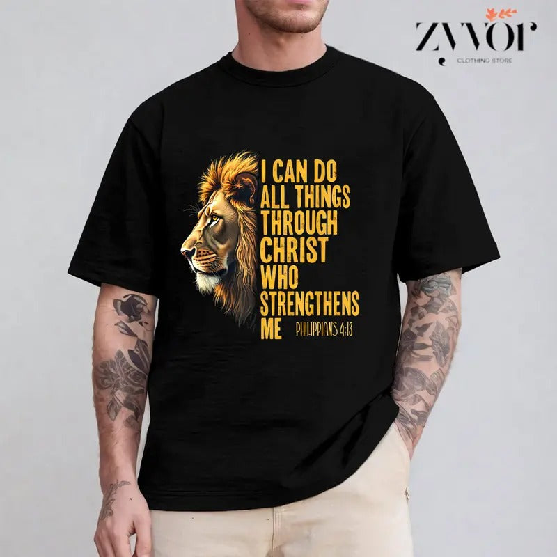 I Can Do All Things Through Christ Who Strengthens Me T-Shirt Casual Style Crew Neck Short Sleeve T-Shirt Tops Trendy for...