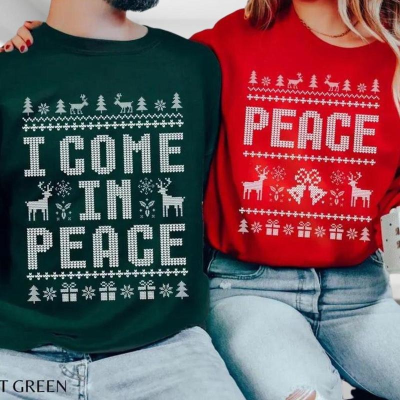 I Come in Peace Funny Couples Sweatshirt, Ugly Christmas Sweater, Funny Couples Christmas Shirt, Adult Humor Christmas Hoodie