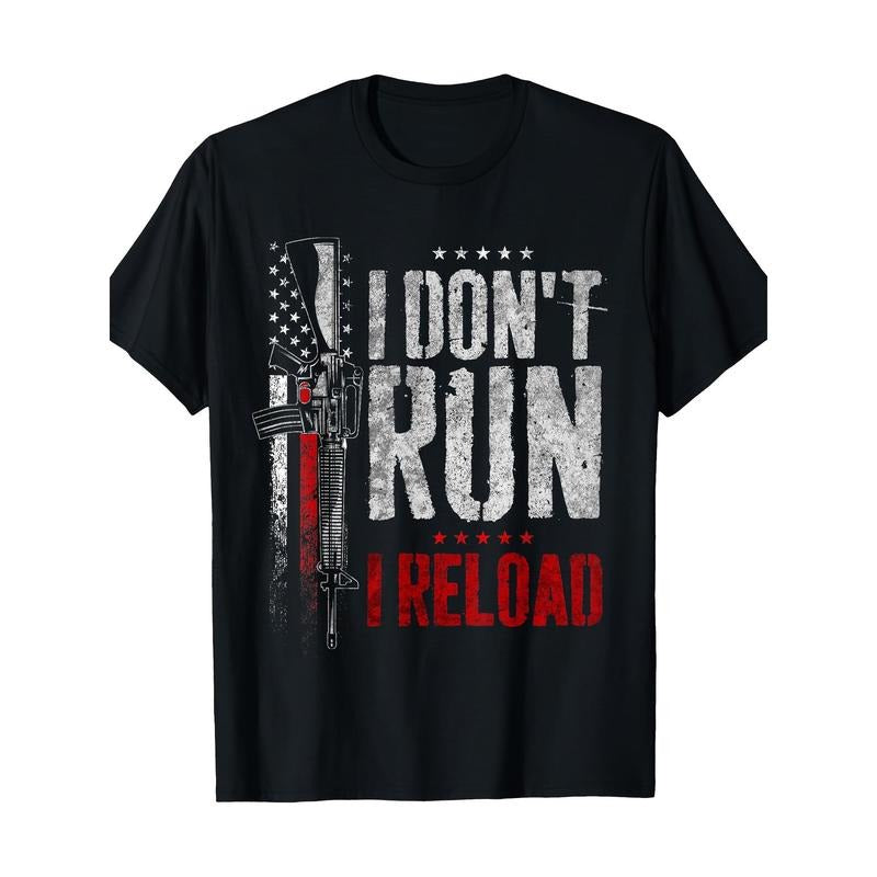 I Don't Run I Reload Vintage US Flag T-Shirt 100%Cotton - 220g made in usa Hoodie, Sweatshirt | UrbanDripWear.com