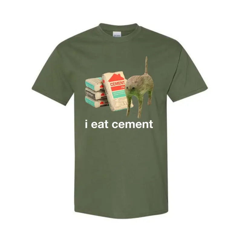 I Eat Cement Cursed Cat Funny Oddly Specific Meme T-Shirt Classic Cotton Hoodie, Sweatshirt | UrbanDripWear.com