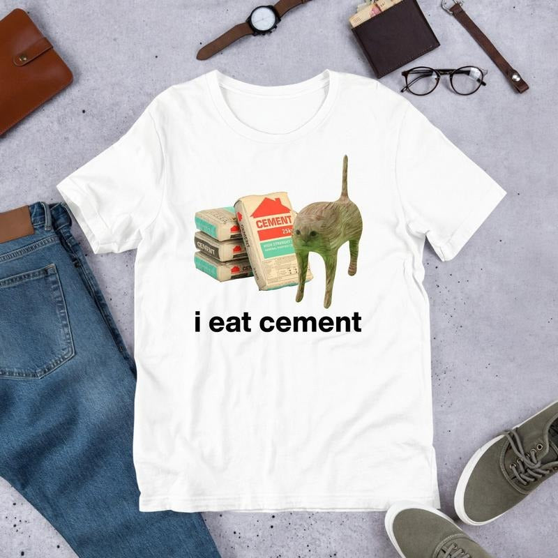 I Eat Cement Cursed Cat, Funny Meme Shirt, Ironic Shirt, Cat Lover Gift Hoodie, Sweatshirt | UrbanDripWear.com