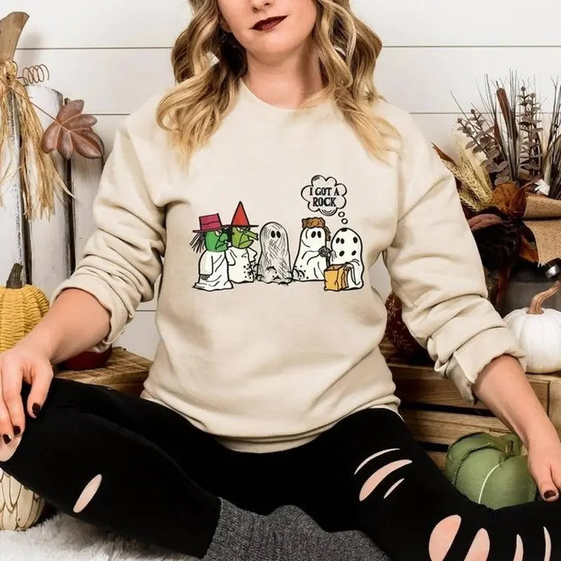 I Got A Rock Halloween Meme Shirt Funny Ghost Spooky Season Party Shirt Hoodie, Sweatshirt | UrbanDripWear.com