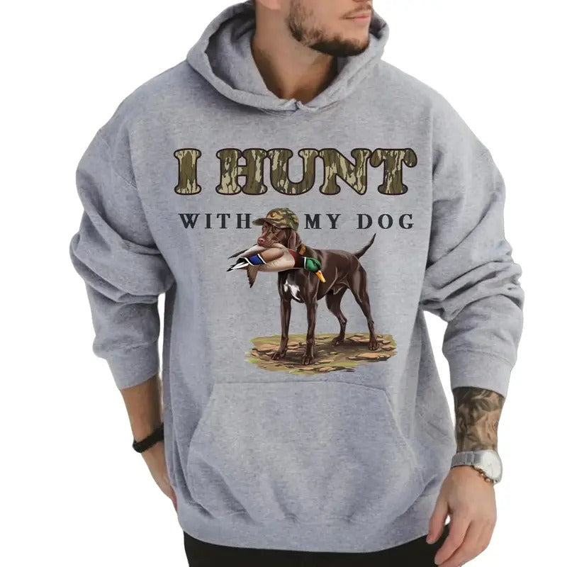 I Hunt with My Pointers Dog Unisex Crewneck Sweater, Hunting Camo Bottomland Duck Hunt Shirt Hoodie, Sweatshirt