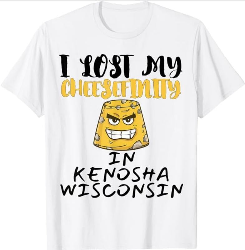 I Lost My Cheesefinity In Kenosha Wisconsin Camiseta T-Shirt, Crew Neck, Gift For Women Top, Gift For Men Top Crewneck...
