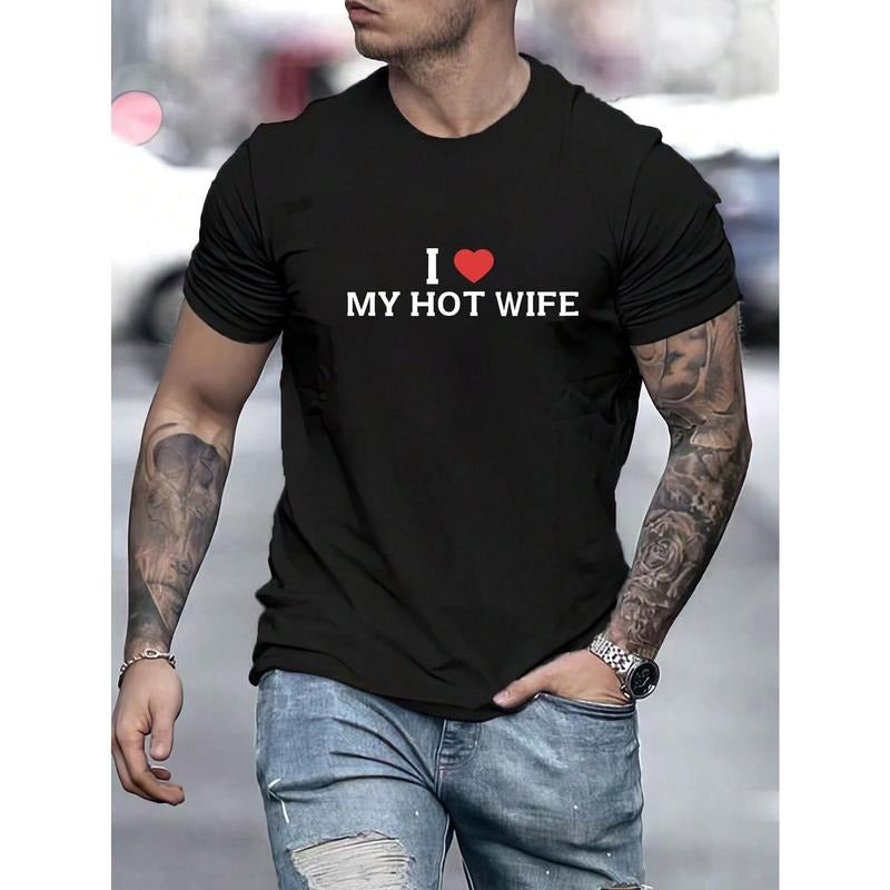 I Love  HOT WIFE Men Letter Graphic Tee Made in USA i love my gf shirt Hoodie, Sweatshirt | UrbanDripWear.com