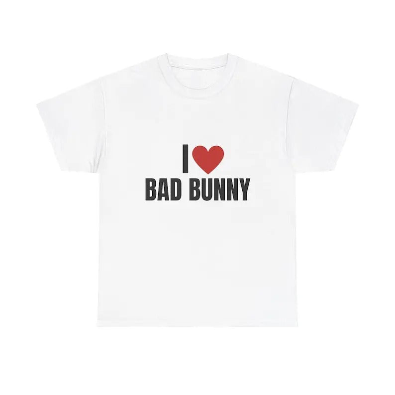I Love Bad Bunny Heavy T-Shirt, Graphic, Music, Unisex, Gift, Graphic T Shirt, Gift For Him, Gift For Her, Menswear...