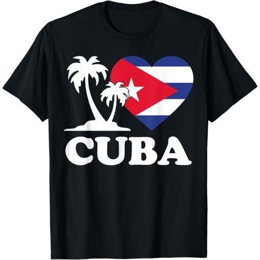 I Love Cuba Cuban Flag Palm Hispanic Heritage Month Heart T-Shirt Made in USA Hoodie, Sweatshirt | UrbanDripWear.com