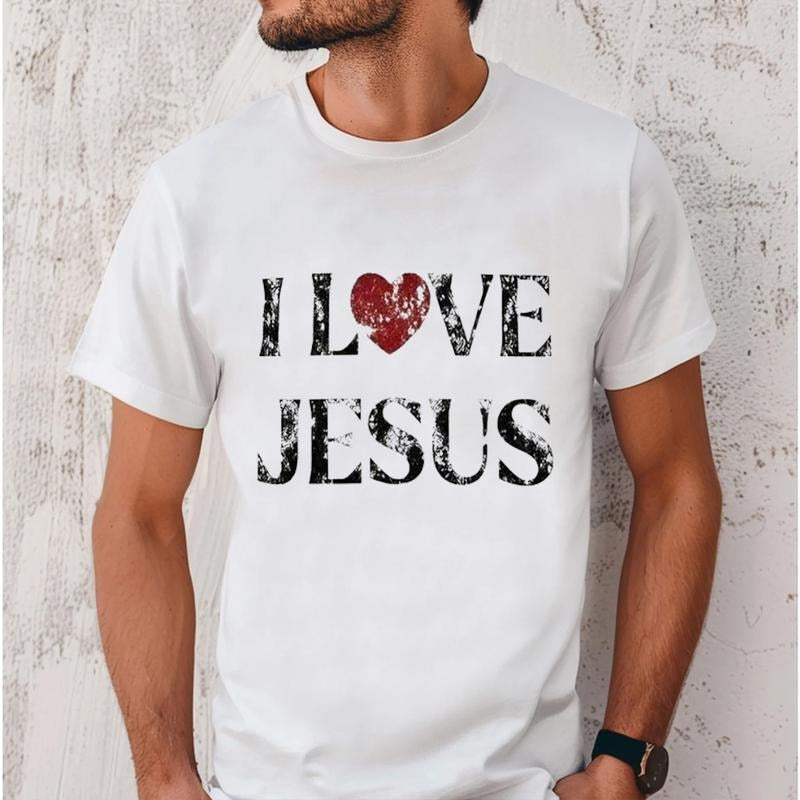 I Love Jesus Shirt Pure Cotton Fabric Casual Streetstyle Crew Neck Short Sleeve T-Shirt Trendy Tops for Women for Men...