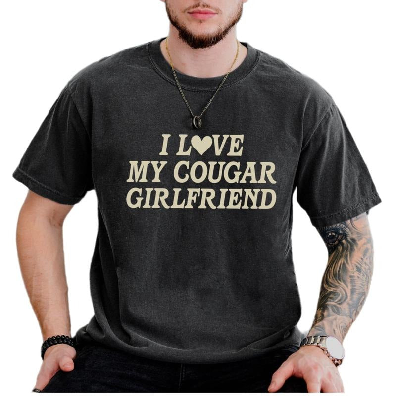 I Love My Cougar Girlfriend Shirt, Boyfriend Gift, I Love My Girlfriend Tee, I Heart My Cougar Shirt, Valentines Day...