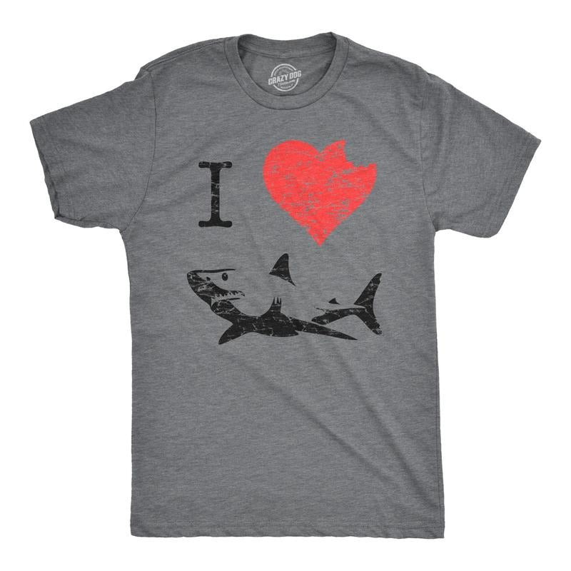 I Love Sharks T Shirt Daddy Shark Funny Graphic Tee Gift for Dad Vintage Tee Mens Funny T Shirts Cool Tees Soft Stylish...