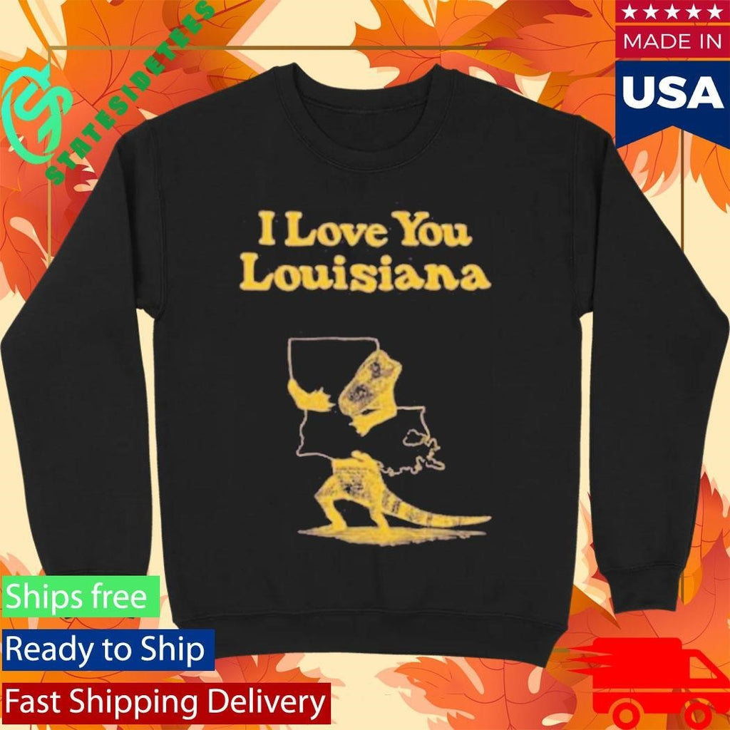 I Love You Louisiana Gold On Purple Shirt