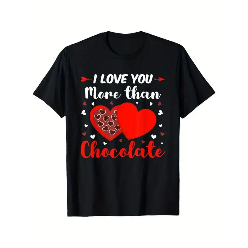 I Love You More Than Chocolate" Men's Valentine's Day T-Shirt - Soft 100% Cotton, Lightweight & Breathable, Crew Neck,...