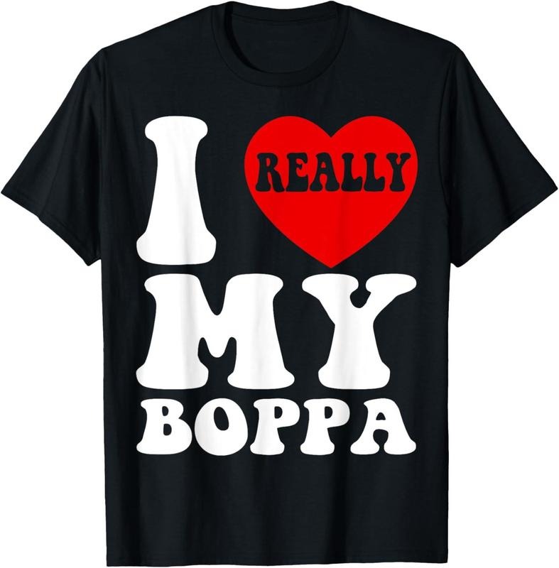 I Love (Heart) My Boppa Grandpa s Granddaughter Grandson T-Shirt Cotton Menswear Hoodie, Sweatshirt | UrbanDripWear.com