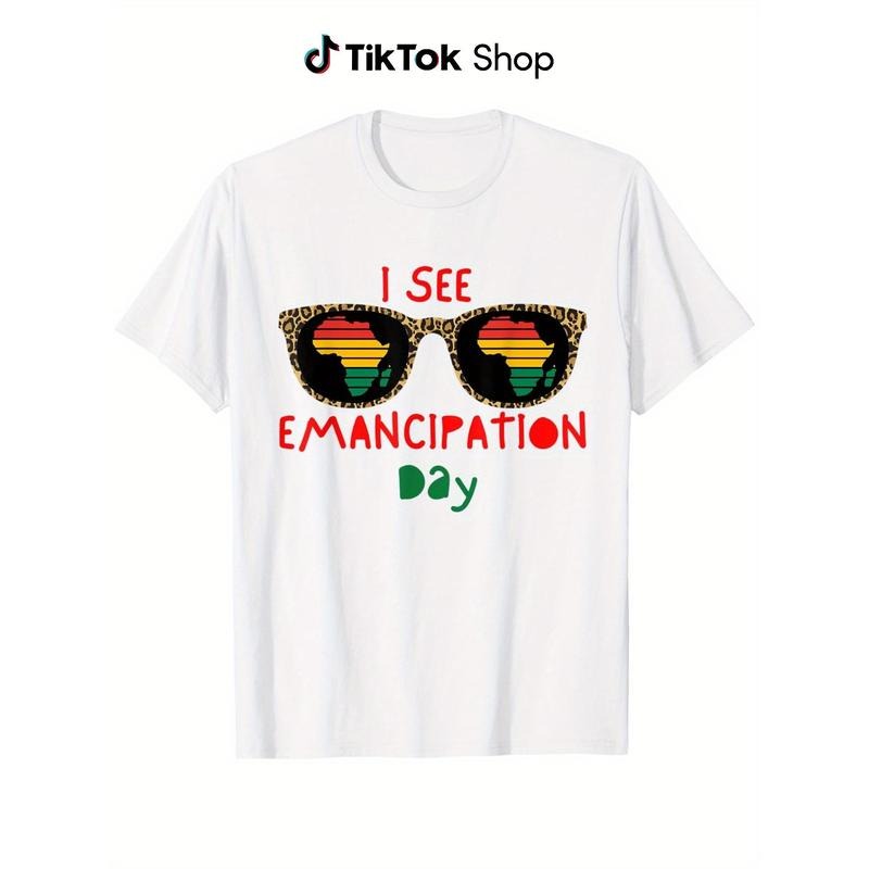 I See Emancipation Day Juneteenth Melanin Black Pride Free T-Shirt, Suitable for All Men And Women Outdoor Short-Sleeved...