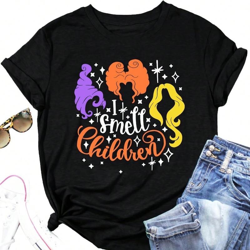 I Smell Children Halloween Shirt Women Sanderson Graphic Tshirt  Shirts Fall Short Sleeve Tee Tops Hoodie, Sweatshirt