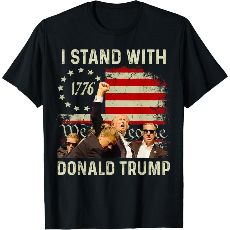 I Stand With Trump Funny Trump 2024 T-Shirt made in usa Hoodie, Sweatshirt | UrbanDripWear.com