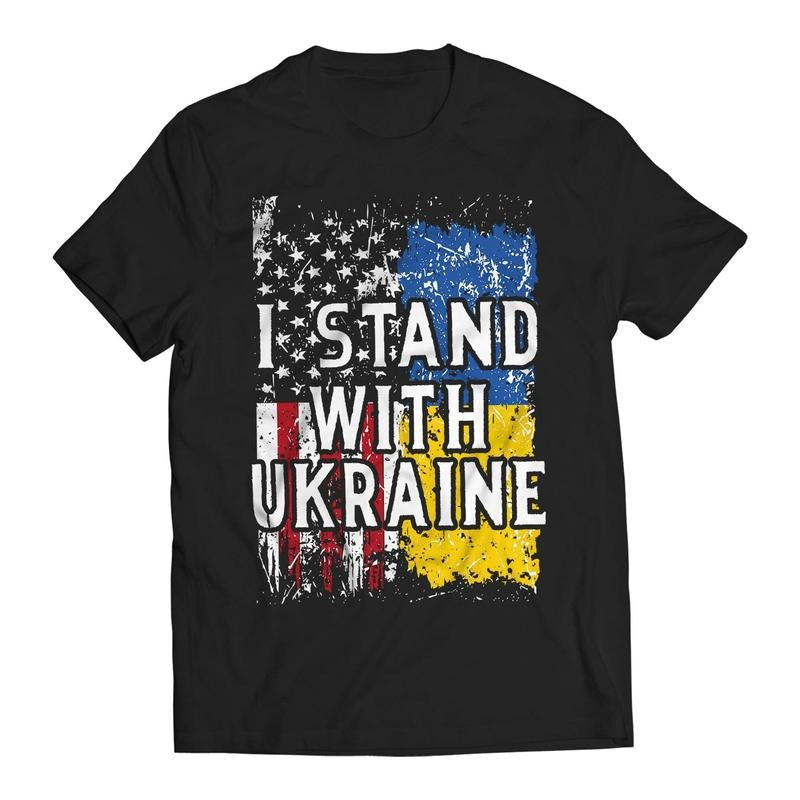 I Stand With Ukraine US Flag V. Zelenskyy Ukrainians Support T-Shirt Hoodie, Sweatshirt | UrbanDripWear.com