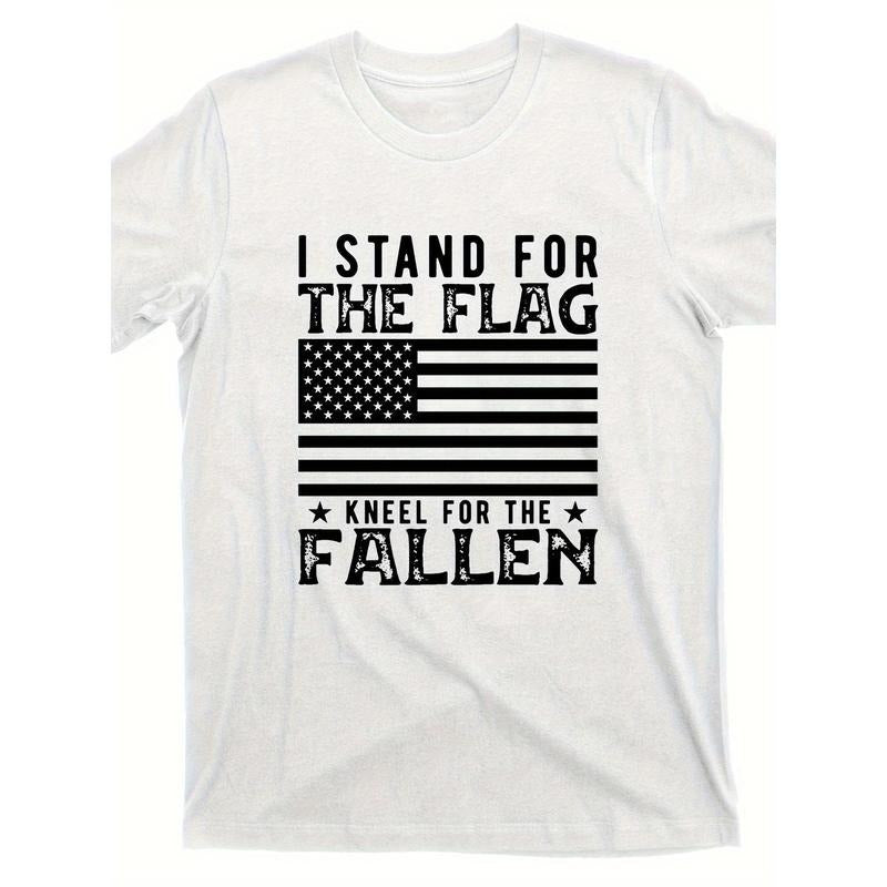 I Stand for the Flag Kneeling for the Anniversary Gift of the War Dead Design Street Popular Style Casual T-shirt Men'S...