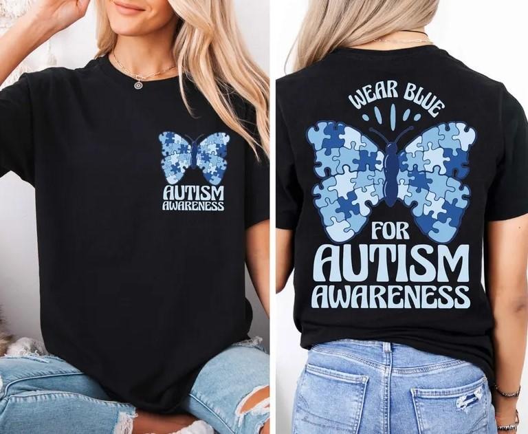 I Wear Blue For Autism Awareness T-shirt, Autism Month Shir Hoodie, Sweatshirt | UrbanDripWear.com
