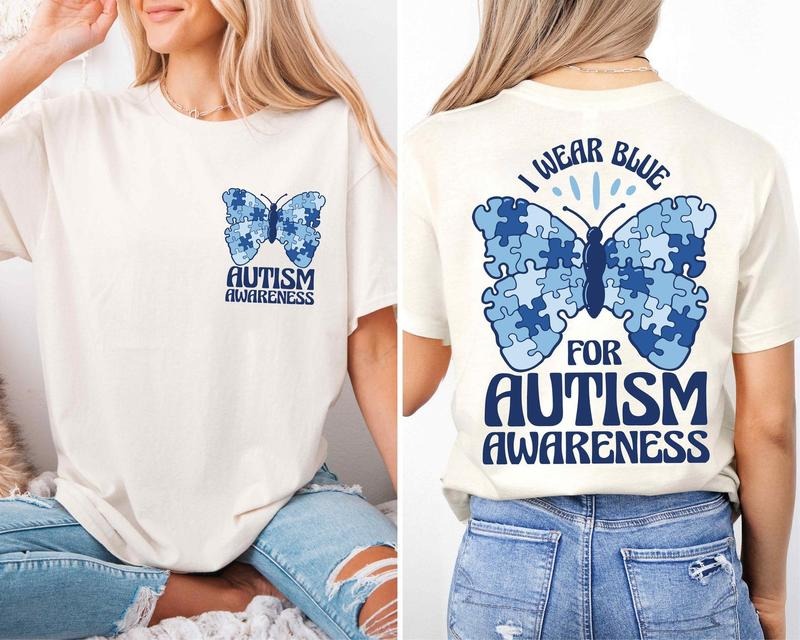 I Wear Blue For Autism Awareness T-shirt, Autism Month Tee, We Wear Blue Awareness Shirt Hoodie, Sweatshirt