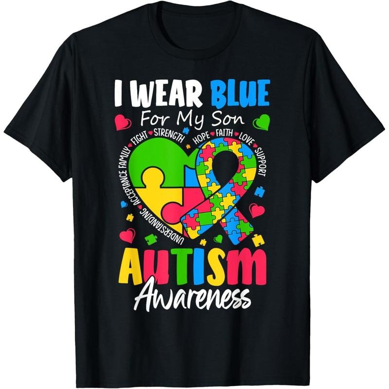 I Wear Blue For my son Autism Awareness men women  mom T-Shirt Hoodie, Sweatshirt | UrbanDripWear.com